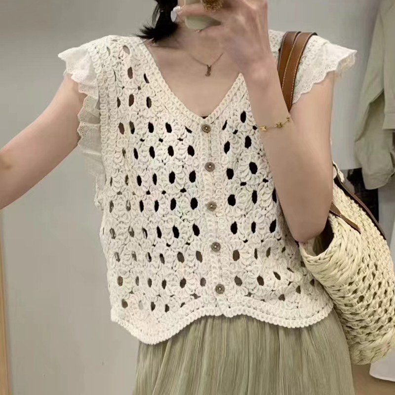 Crochet Top Boho - Débardeur en Crochet à volants pour