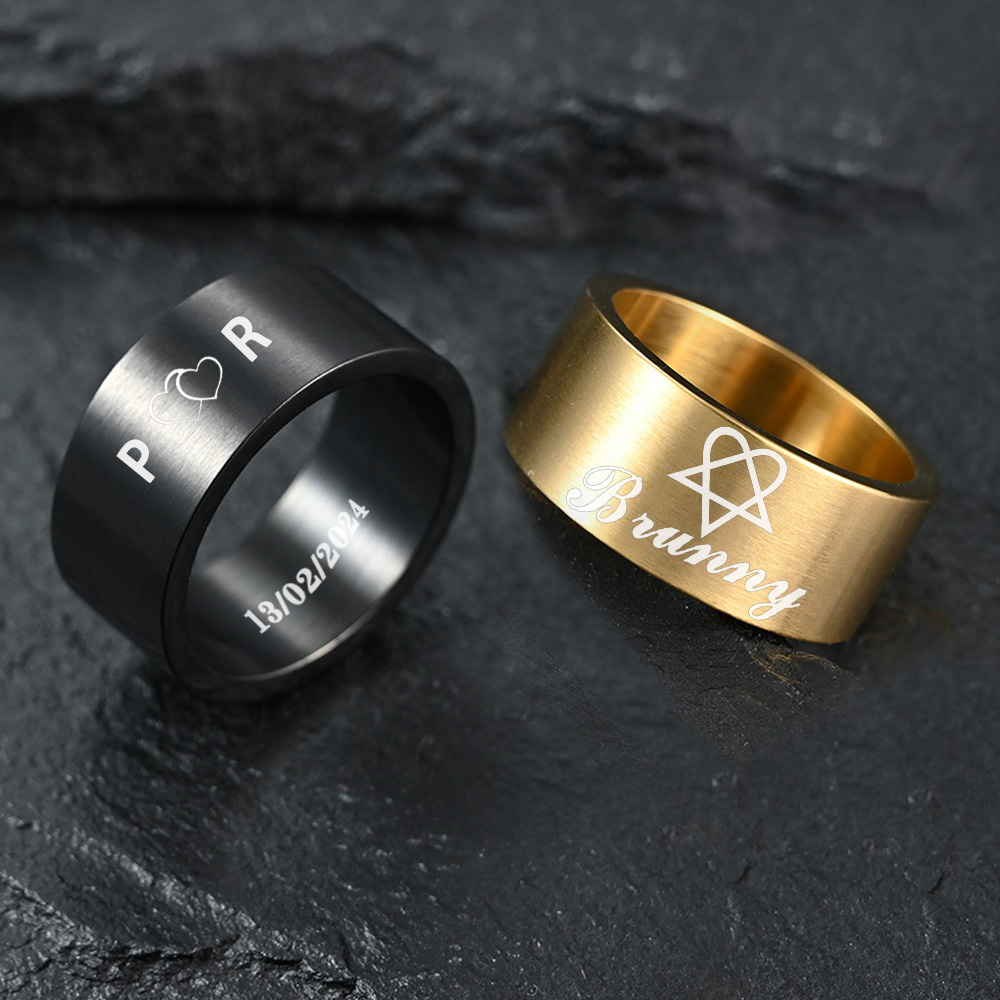 Vintage Fashion Rings For Women - Bague personnalisable en acier inoxydable brossé