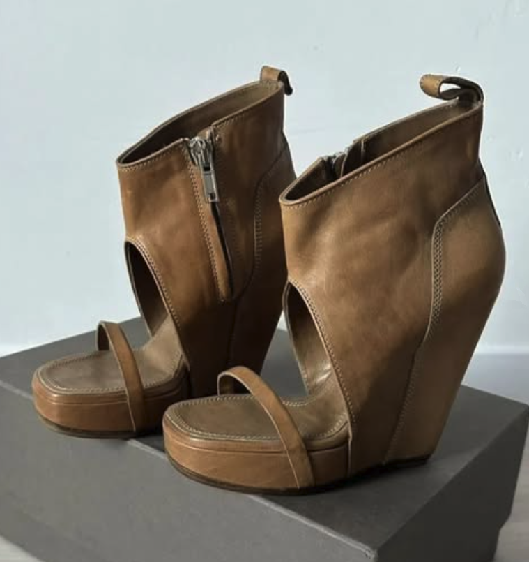 Vintage Fashion Plus Size - Sandales à plateforme vintage en cuir