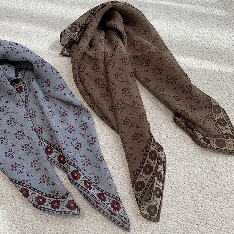 Vintage Fashion Rings For Women - Foulard bandana 100% soie, imprimé floral