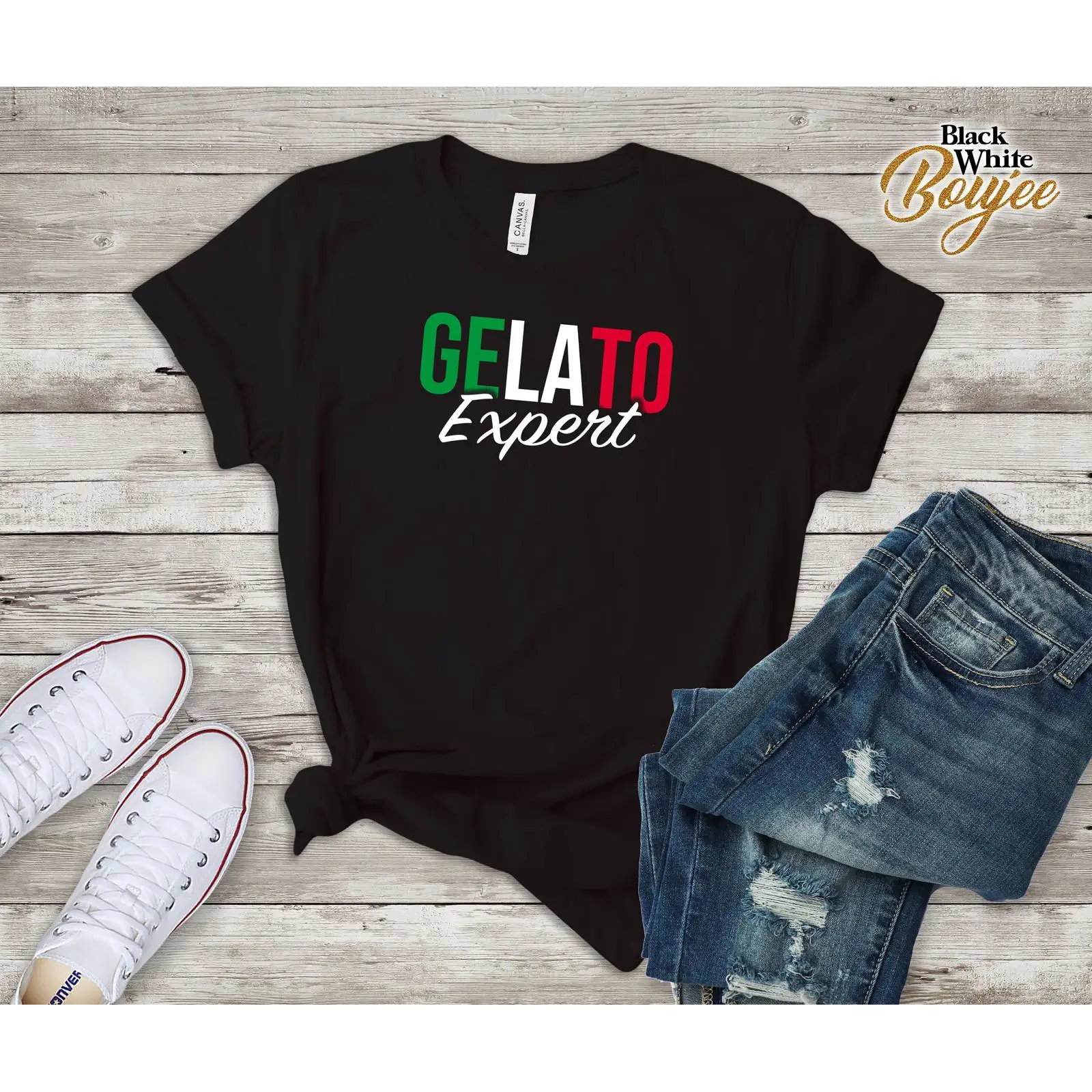Vintage Fashion Expert - T-shirt GELATO Ice Cream Expert, drapeau