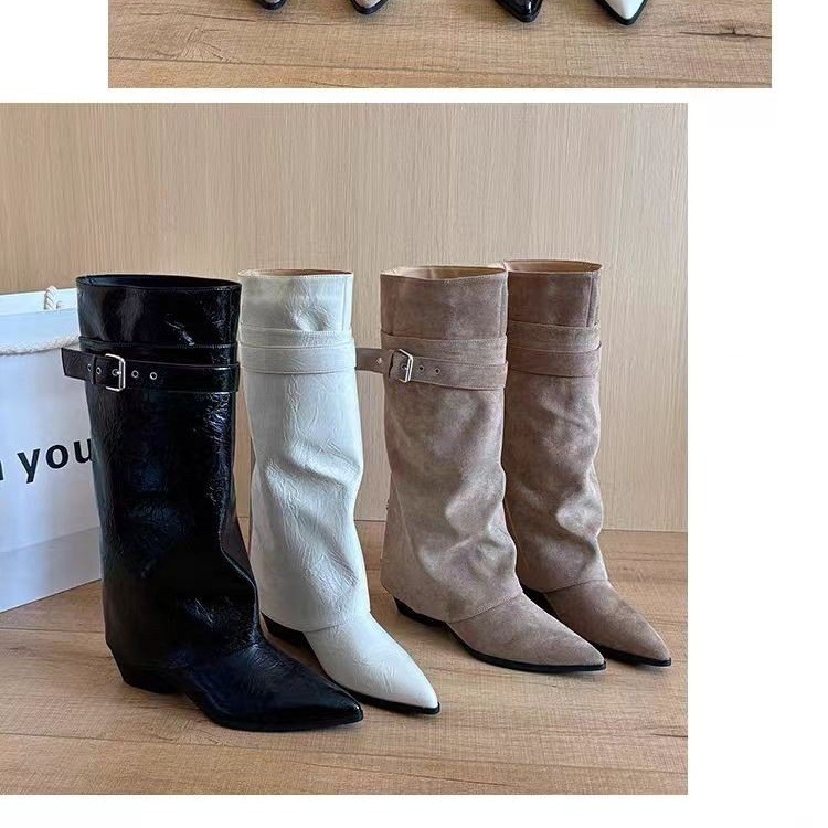 Vintage Zipper - Bottes vintage froncées au-dessus du genou