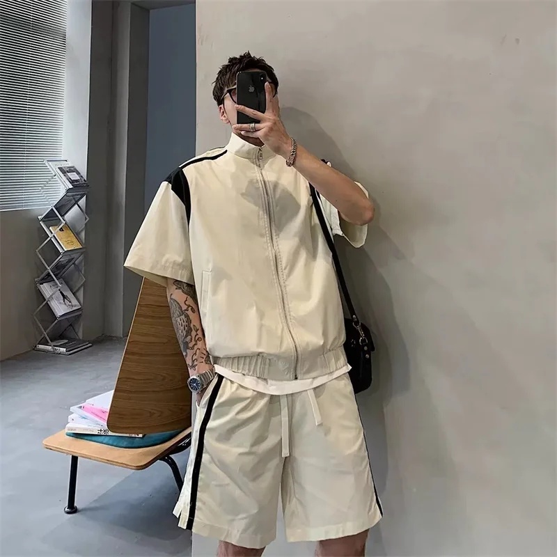Vintage Zipper - Survêtement color-block pour hommes, veste d'été
