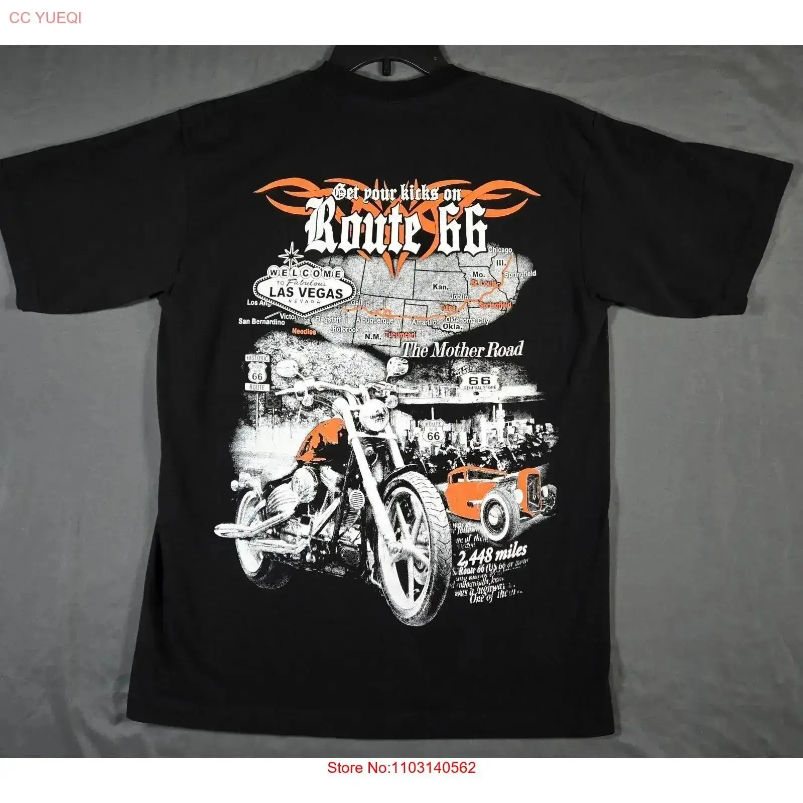T-shirt noir pour moto Las Veg - Vintage Vegas Fashion avis et prix