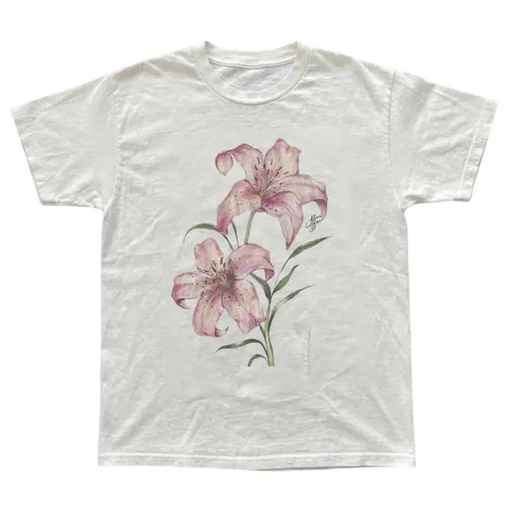 T-shirt floral rose Lys, T-shi - Vintage Fashion Ai avis et prix