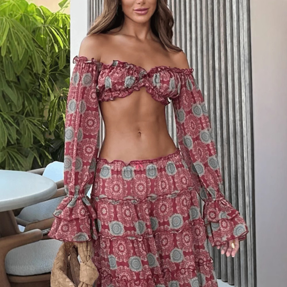 Ensemble deux pièces jupe impr - Vintage Fashion Ai avis et prix
