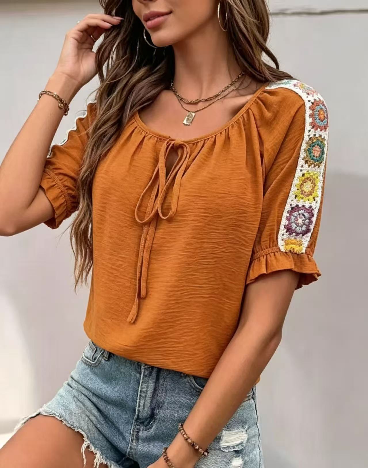 Chemisier Bohème Femme à Nœud  - Crochet Top Boho avis et prix